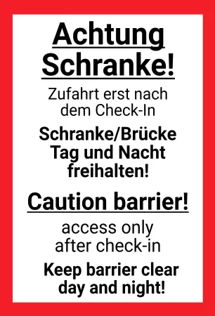 Warnschild Zutritt verbotenWarnung - Zutritt verboten Achtung Schranke! Bild