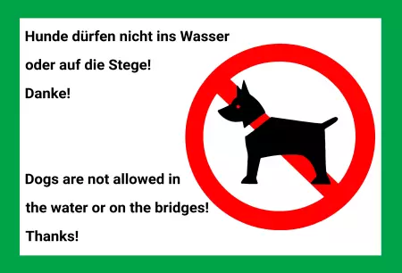Warnschild Zutritt verbotenWarnung - Zutritt verboten Hunde nicht ins Wasser oder Stege Bild