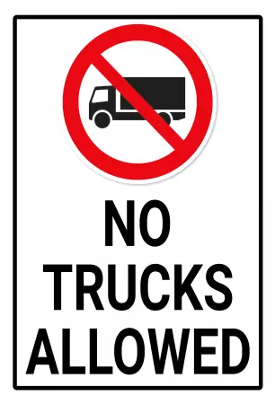 Warnschild Zutritt verbotenWarnung - Zutritt verboten NO TRUCKS ALLOWED Bild