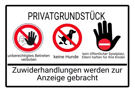 Warnschild Zutritt verbotenWarnung - Zutritt verboten PRIVATGRUNDSTÜCK Bild